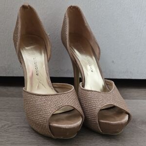 Chinese Laundry Sparkly Tan Peep-Toe Heels